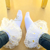 جوراب بابونه سفید حاشیه دار چین چین
