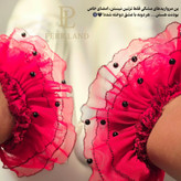 سرخابی سه لایه تور با لبه مشکی مرواریدی